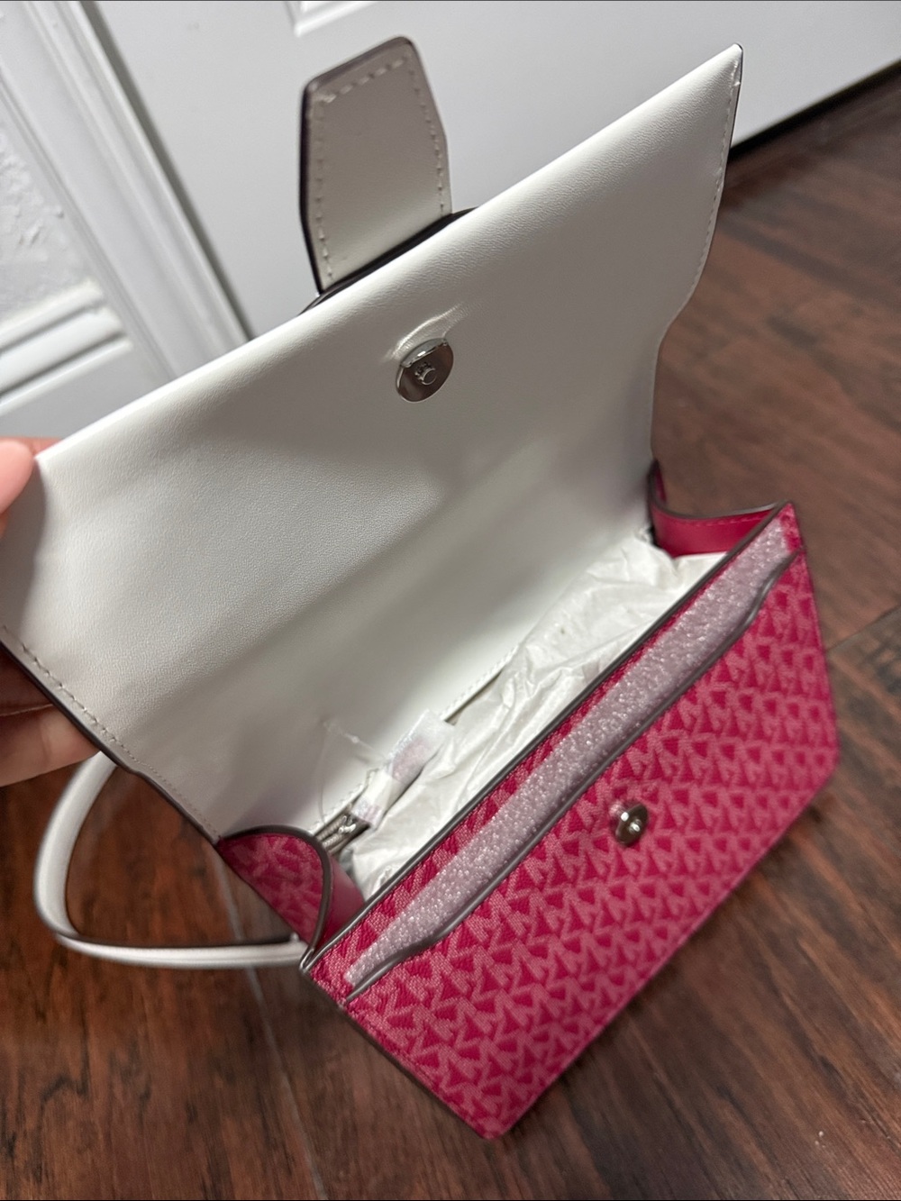 Michael Kors Hot Pink and White Logo Crossbody - Picture 3 of 3